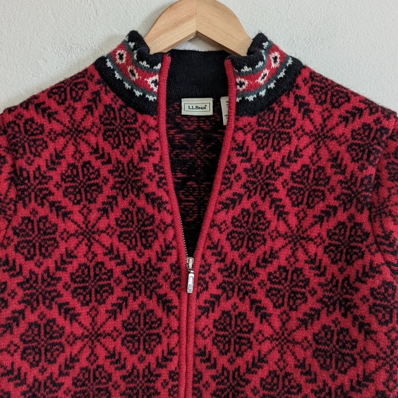 L.L. Bean | S/M | Nordic Fair Isle Merino Wool Zip From Sweater - Picture 3 of 11